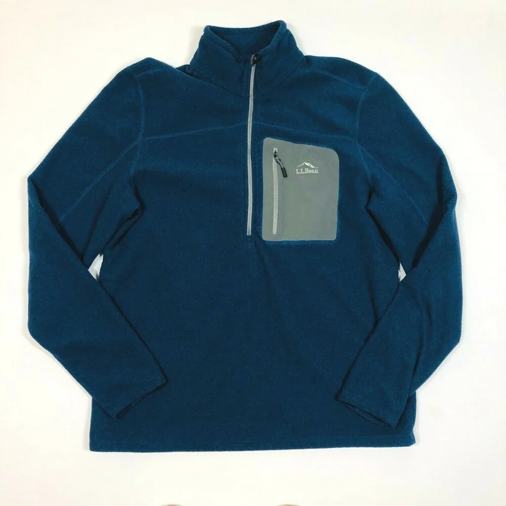 L.L. Bean Men's 1/4 Zip Pull Over Active Fleece Jacket Camping Hiking Outdoors L